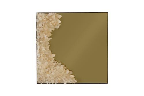 Phillips Collection Aura Crystal , Brass Frame, Square Concave Left Mirror