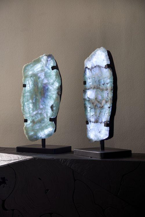 Phillips Collection Onyx Lamp on Black Base Fluorite Floor Lamp