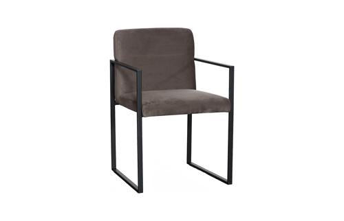 Phillips Collection Frozen Arm Velvet Taupe Matte Black Metal Frame Chair