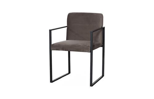 Phillips Collection Frozen Arm Velvet Taupe Matte Black Metal Frame Chair