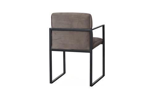 Phillips Collection Frozen Arm Velvet Taupe Matte Black Metal Frame Chair