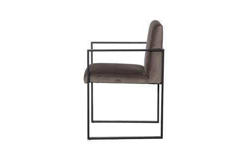 Phillips Collection Frozen Arm Velvet Taupe Matte Black Metal Frame Chair
