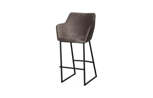 Phillips Collection Sienna Velvet Taupe Matte Black Metal Frame Bar Stool
