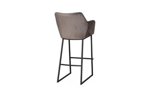 Phillips Collection Sienna Velvet Taupe Matte Black Metal Frame Bar Stool