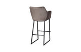 Phillips Collection Sienna Velvet Taupe Matte Black Metal Frame Bar Stool