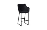 Phillips Collection Sienna Velvet Black Matte Black Metal Frame Bar Stool