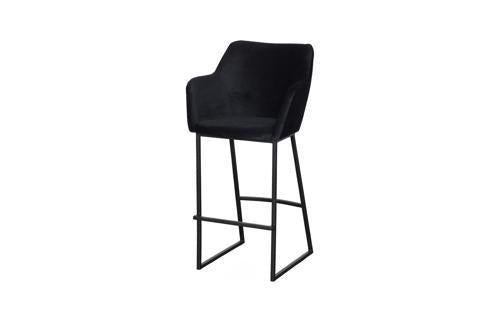 Phillips Collection Sienna Velvet Black Matte Black Metal Frame Bar Stool