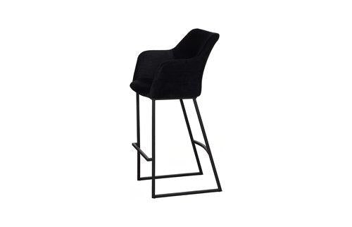 Phillips Collection Sienna Velvet Black Matte Black Metal Frame Bar Stool