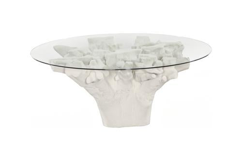 Phillips Collection Cast Root , Roman Stone 72" Glass Top Dining Table