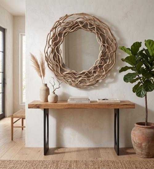 Phillips Collection Circular Vine Beige Mirror