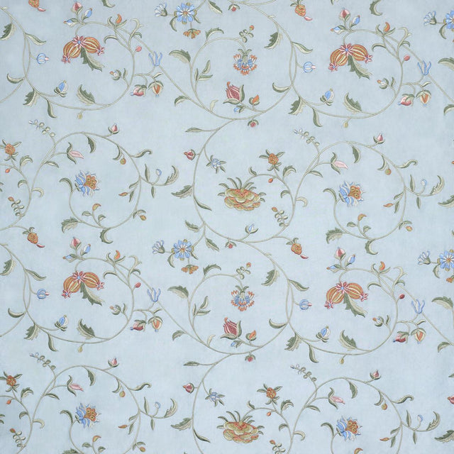 Schumacher Colette Embroidery Duck Egg Fabric