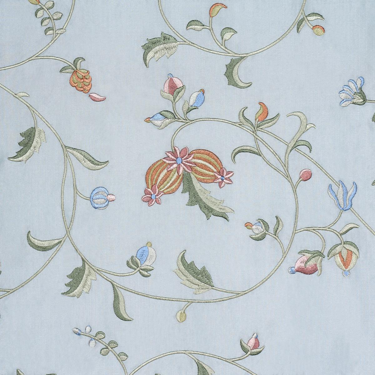 Schumacher Colette Embroidery Duck Egg Fabric