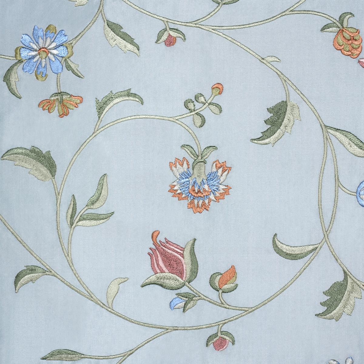 Schumacher Colette Embroidery Duck Egg Fabric