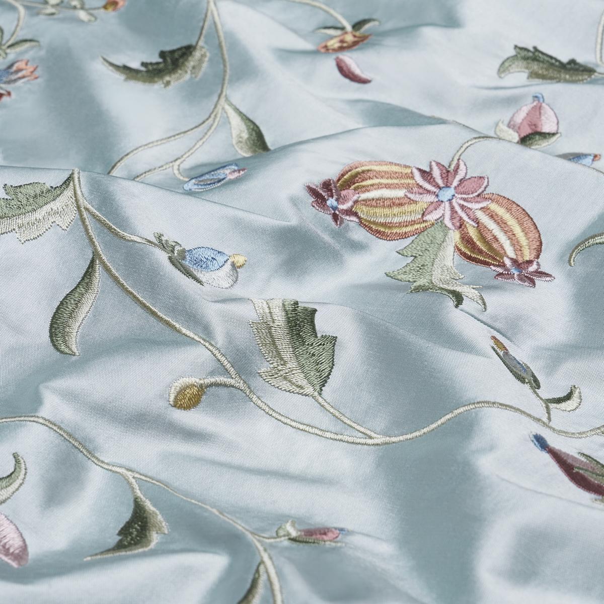 Schumacher Colette Embroidery Duck Egg Fabric