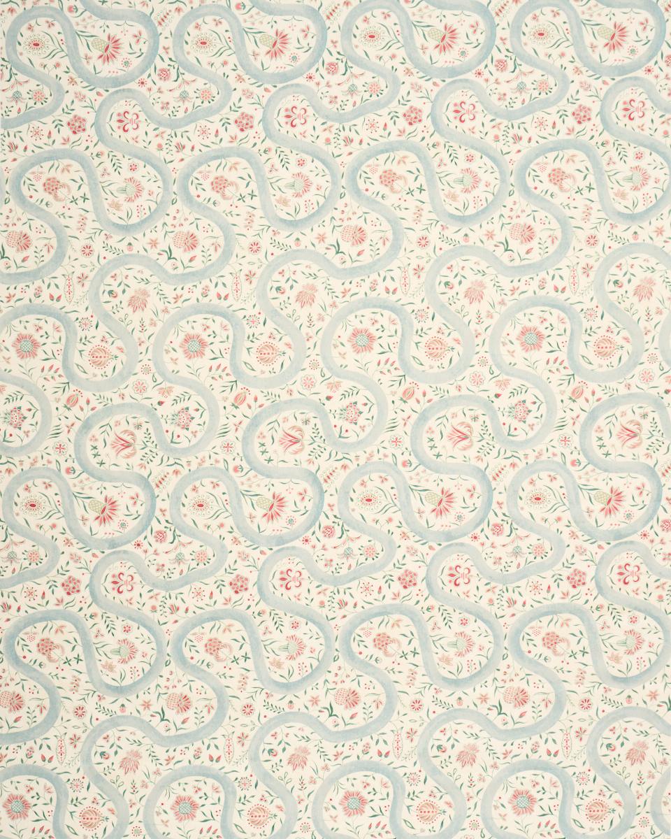 Schumacher Garthwaite Botanical Red & Blue Fabric