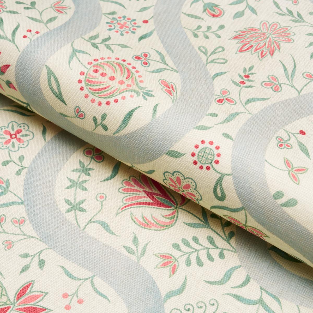 Schumacher Garthwaite Botanical Red & Blue Fabric