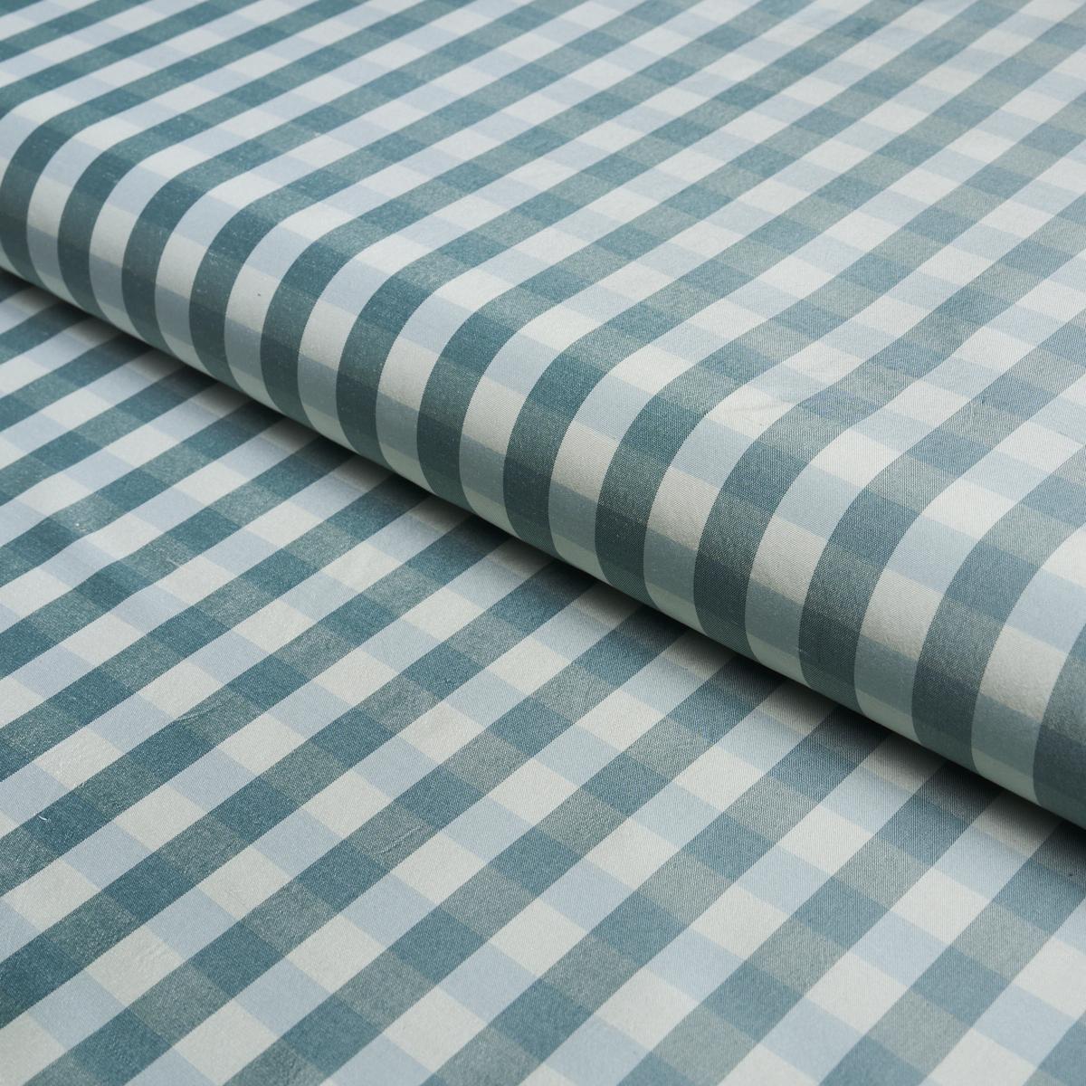 Schumacher Inglebury Silk Check Aquamarine Fabric