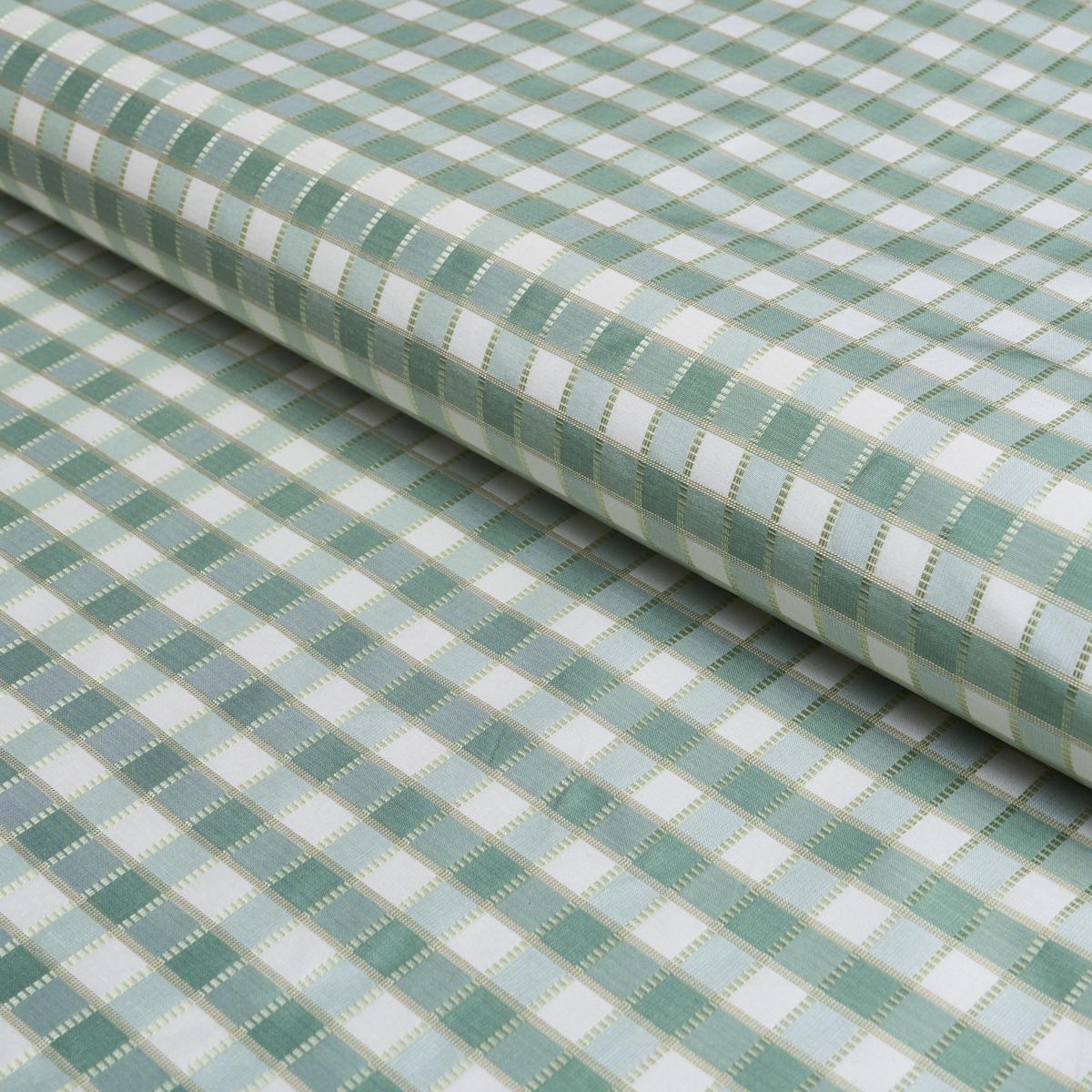 Schumacher Ingrid Silk Check Verdigris Fabric