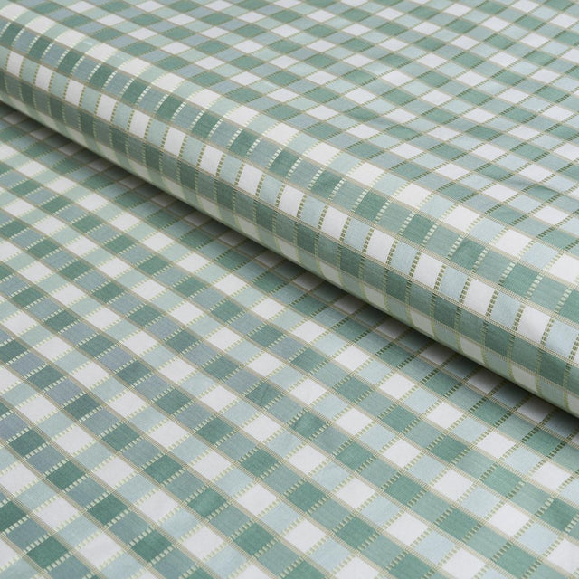 Schumacher Ingrid Silk Check Verdigris Fabric