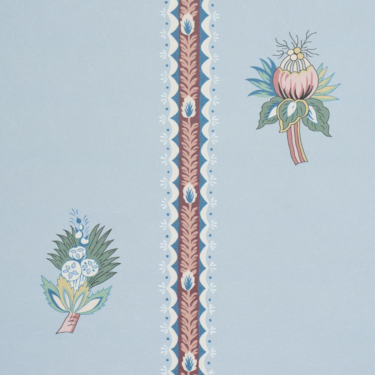 Schumacher Les Fleurs Exotiques Blue Wallpaper