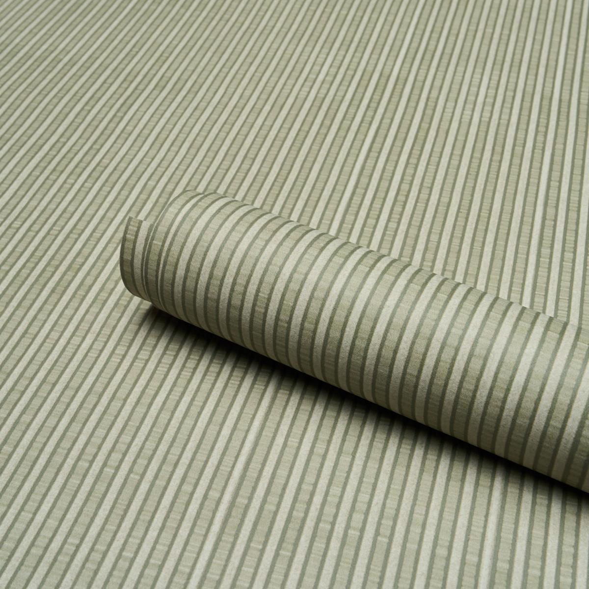 Schumacher Ribbon Stripe Moss Wallpaper