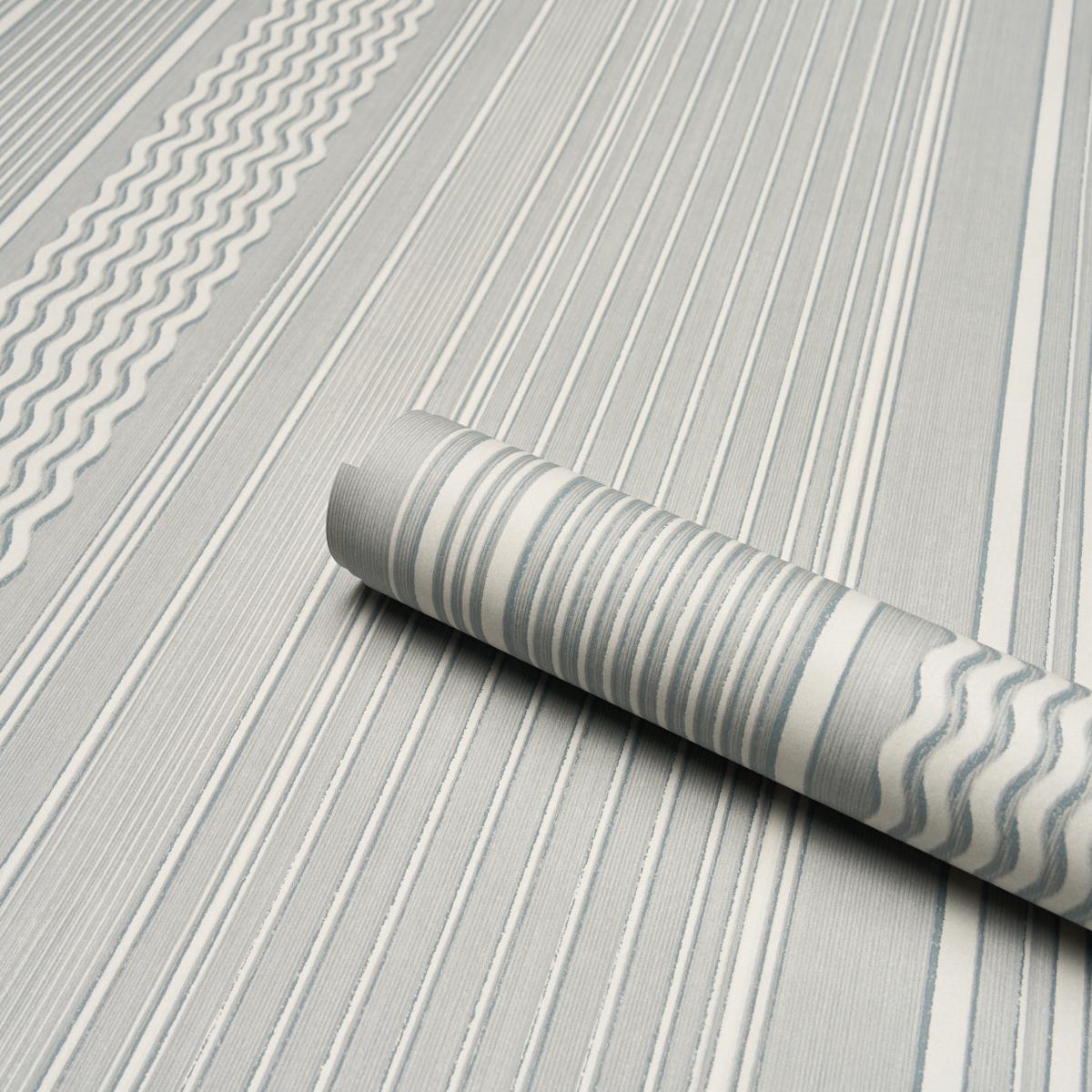 Schumacher Library Stripe Harbor Gray Wallpaper