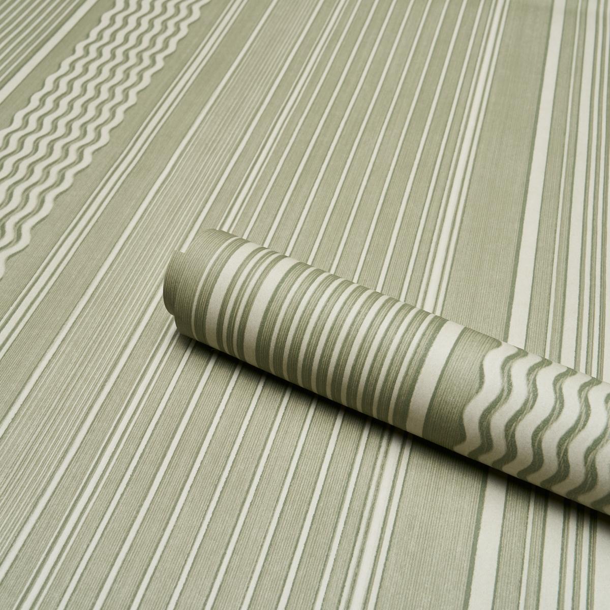 Schumacher Library Stripe Rosemary Wallpaper