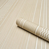 Schumacher Library Stripe Sand Wallpaper