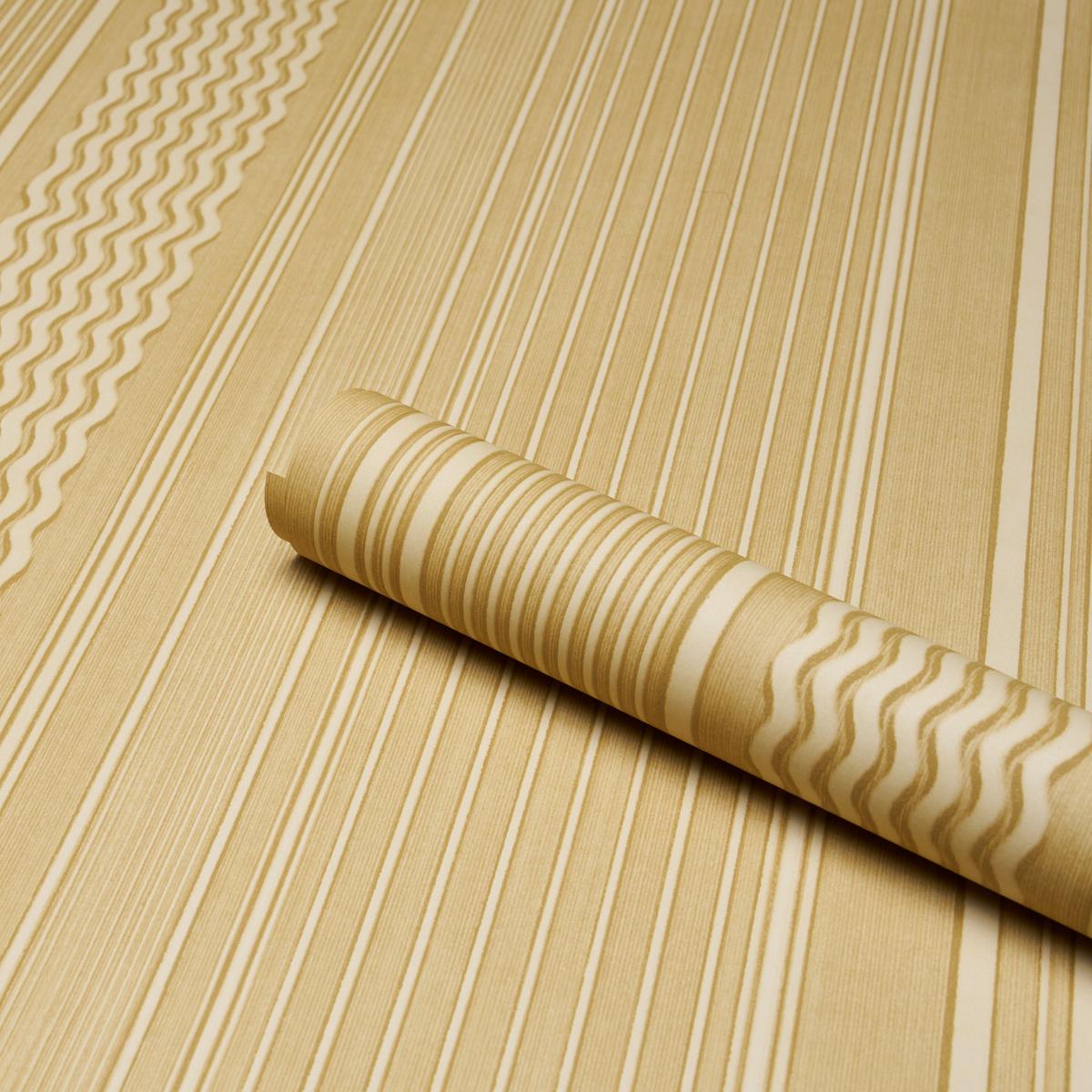 Schumacher Library Stripe Optimists Yellow Wallpaper