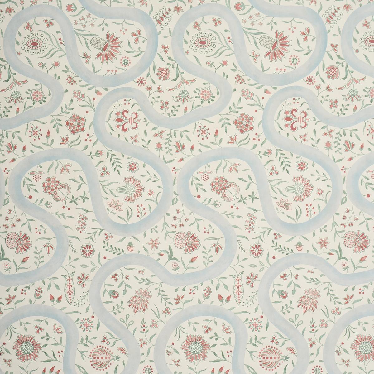 Schumacher Garthwaite Botanical Red & Blue Wallpaper
