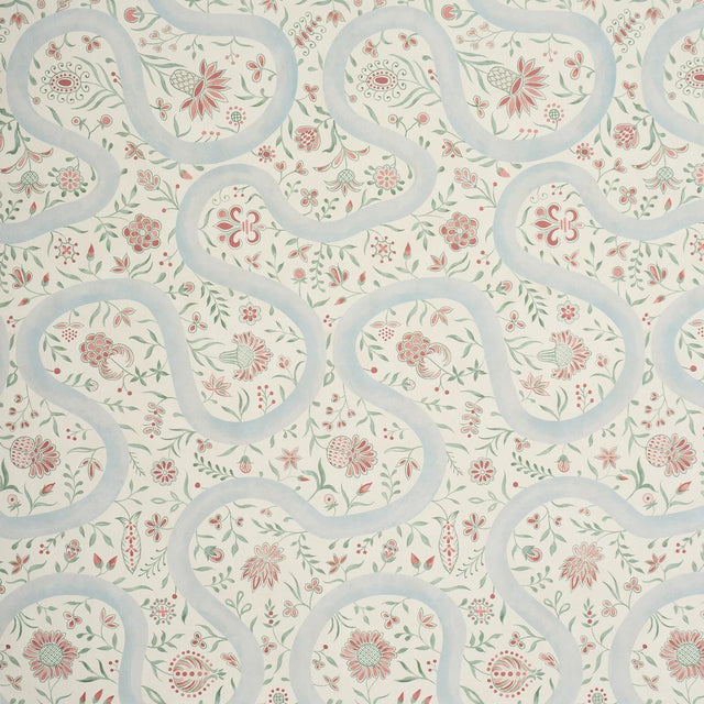 Schumacher Garthwaite Botanical Red & Blue Wallpaper