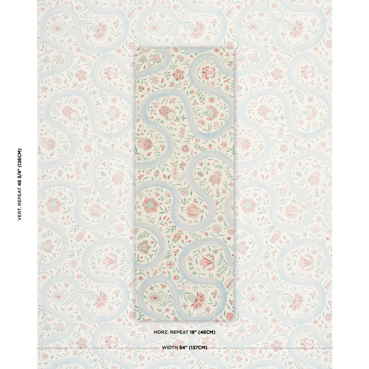 Schumacher Garthwaite Botanical Red & Blue Wallpaper