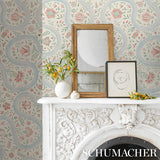 Schumacher Garthwaite Botanical Red & Blue Wallpaper