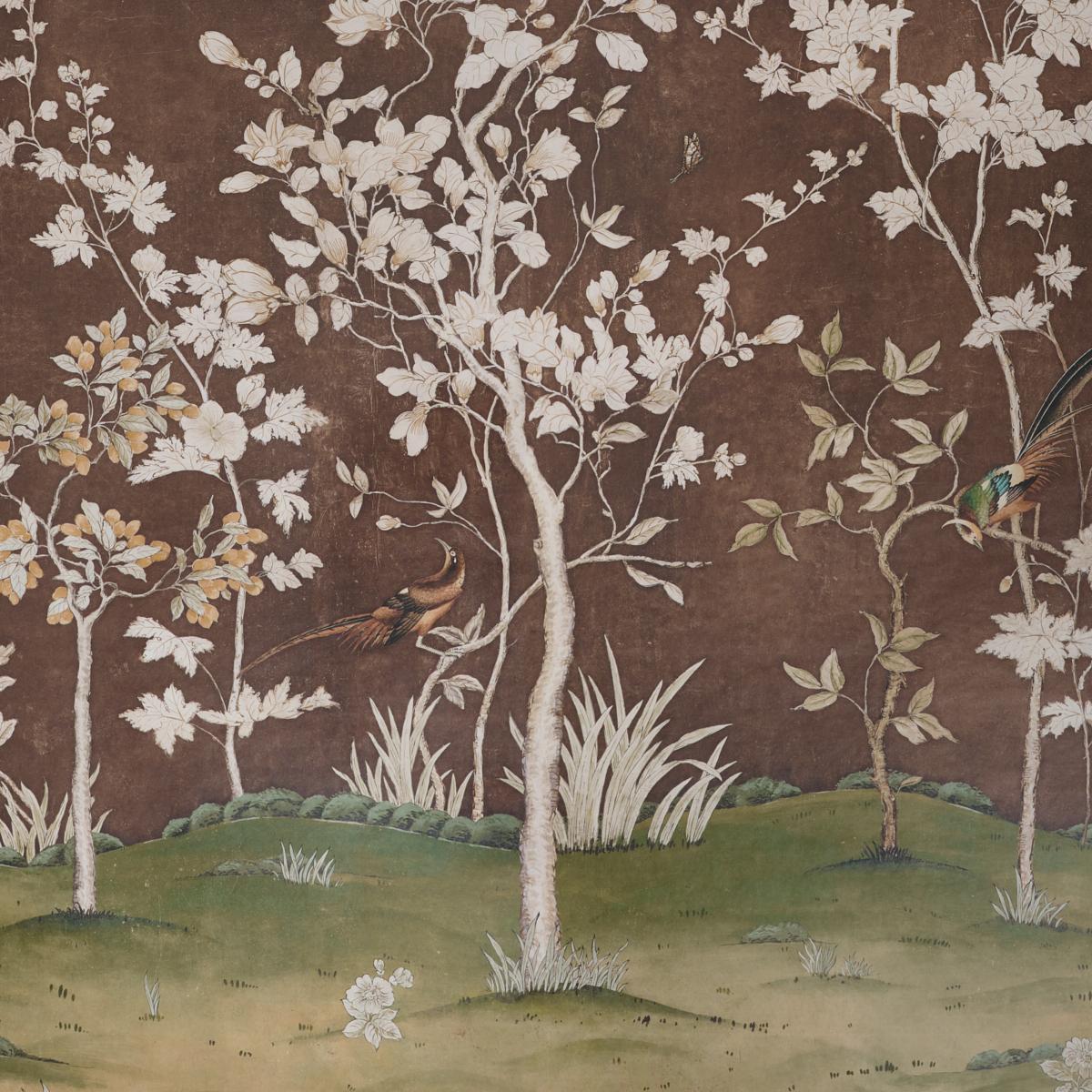 Schumacher Morning Symphony 2 Panel Set Chocolate Wallpaper