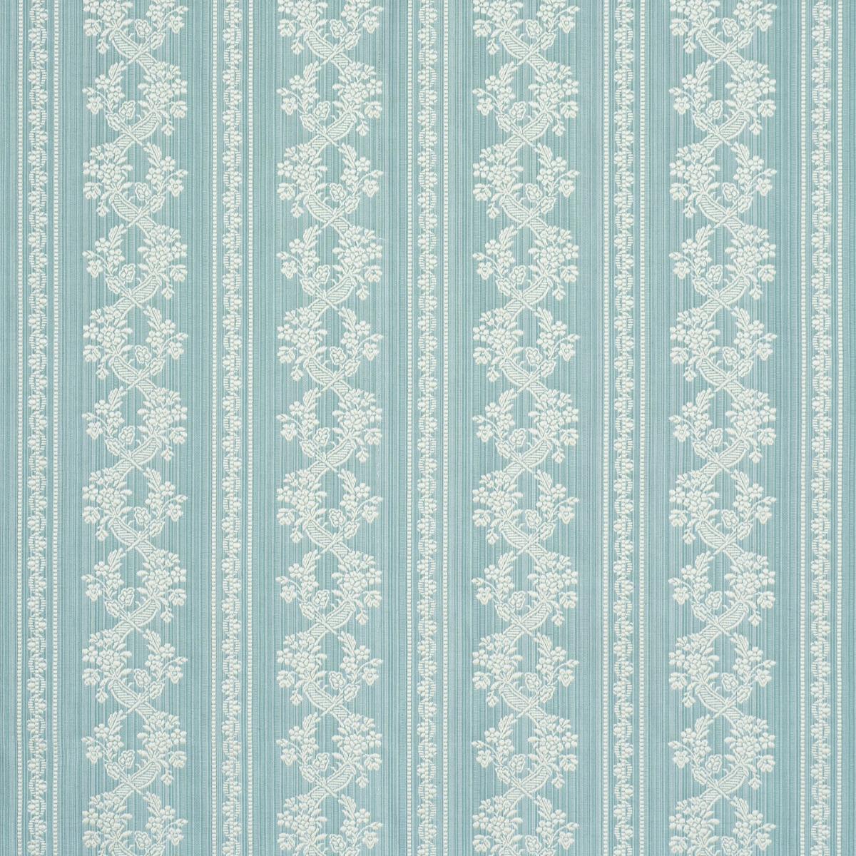 Schumacher Clarence Floral Stripe Aquamarine Fabric