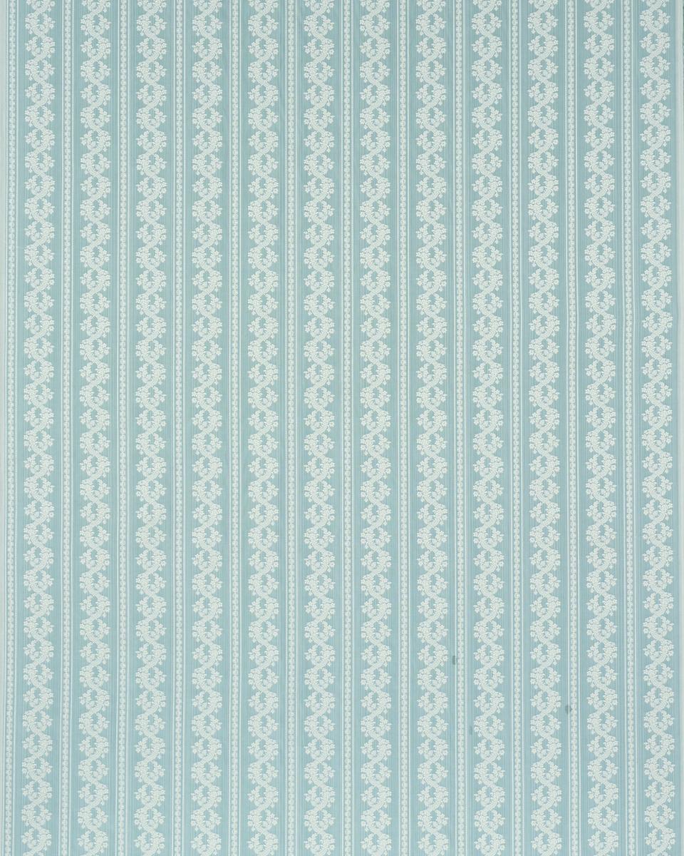 Schumacher Clarence Floral Stripe Aquamarine Fabric