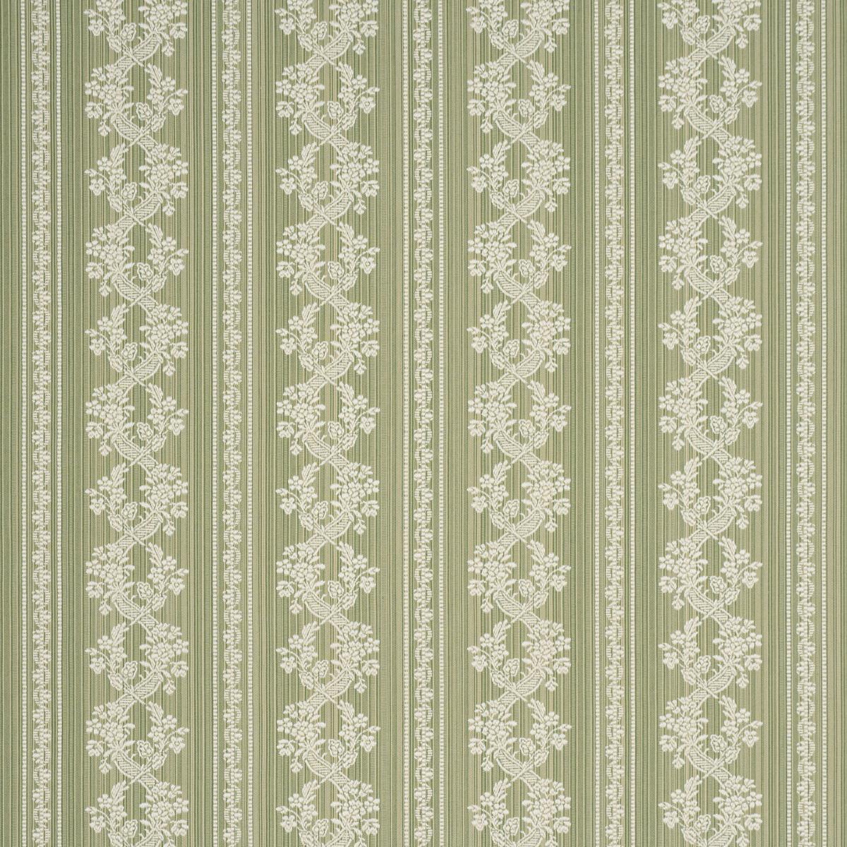 Schumacher Clarence Floral Stripe Green Fabric