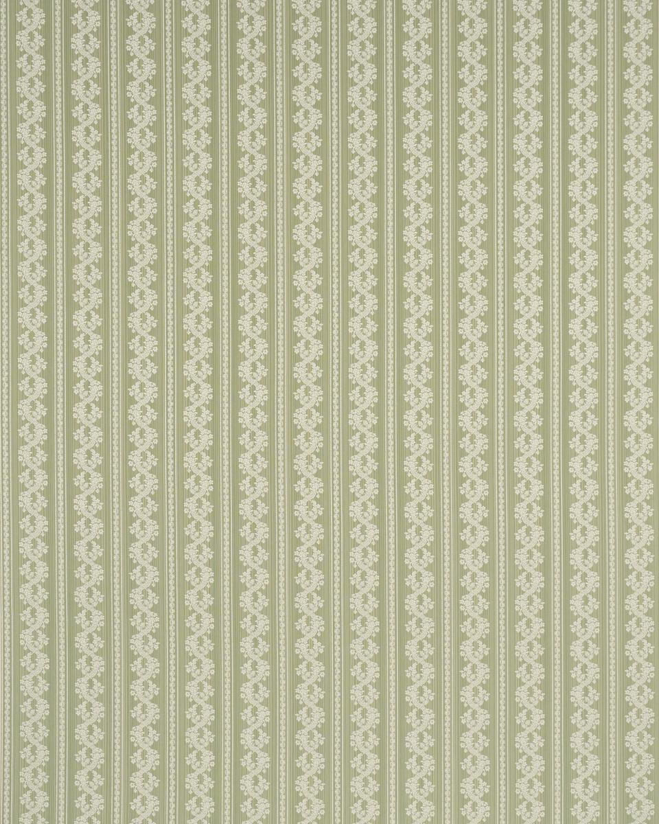 Schumacher Clarence Floral Stripe Green Fabric