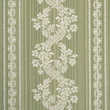 Schumacher Clarence Floral Stripe Green Fabric