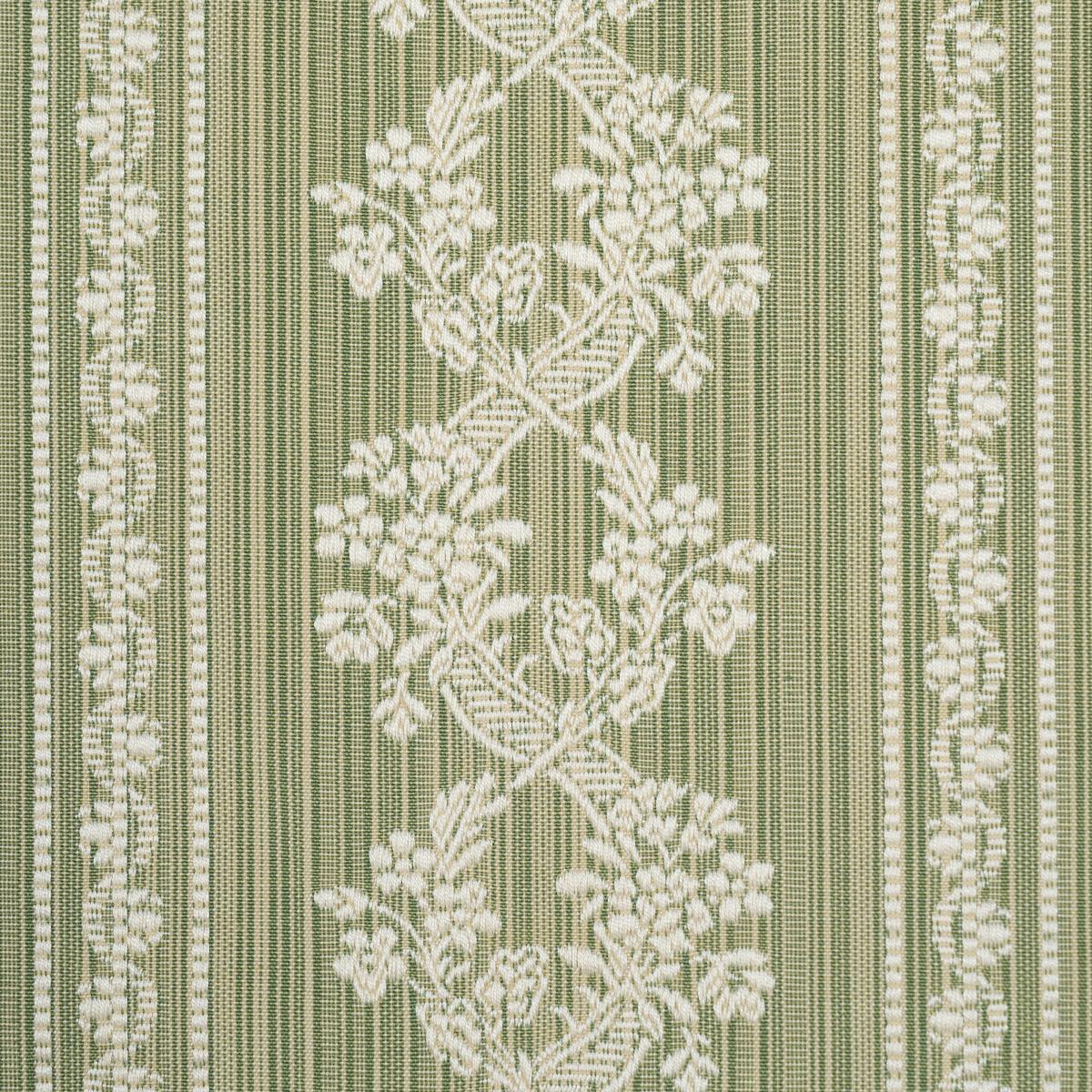 Schumacher Clarence Floral Stripe Green Fabric