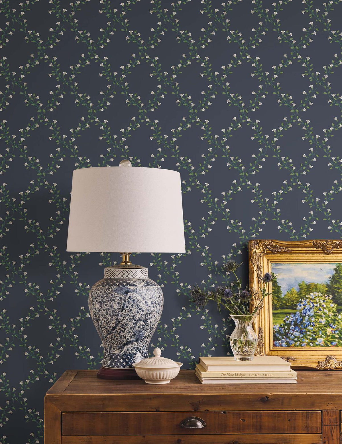 Rifle Paper Co. Bellflower Navy Wallpaper