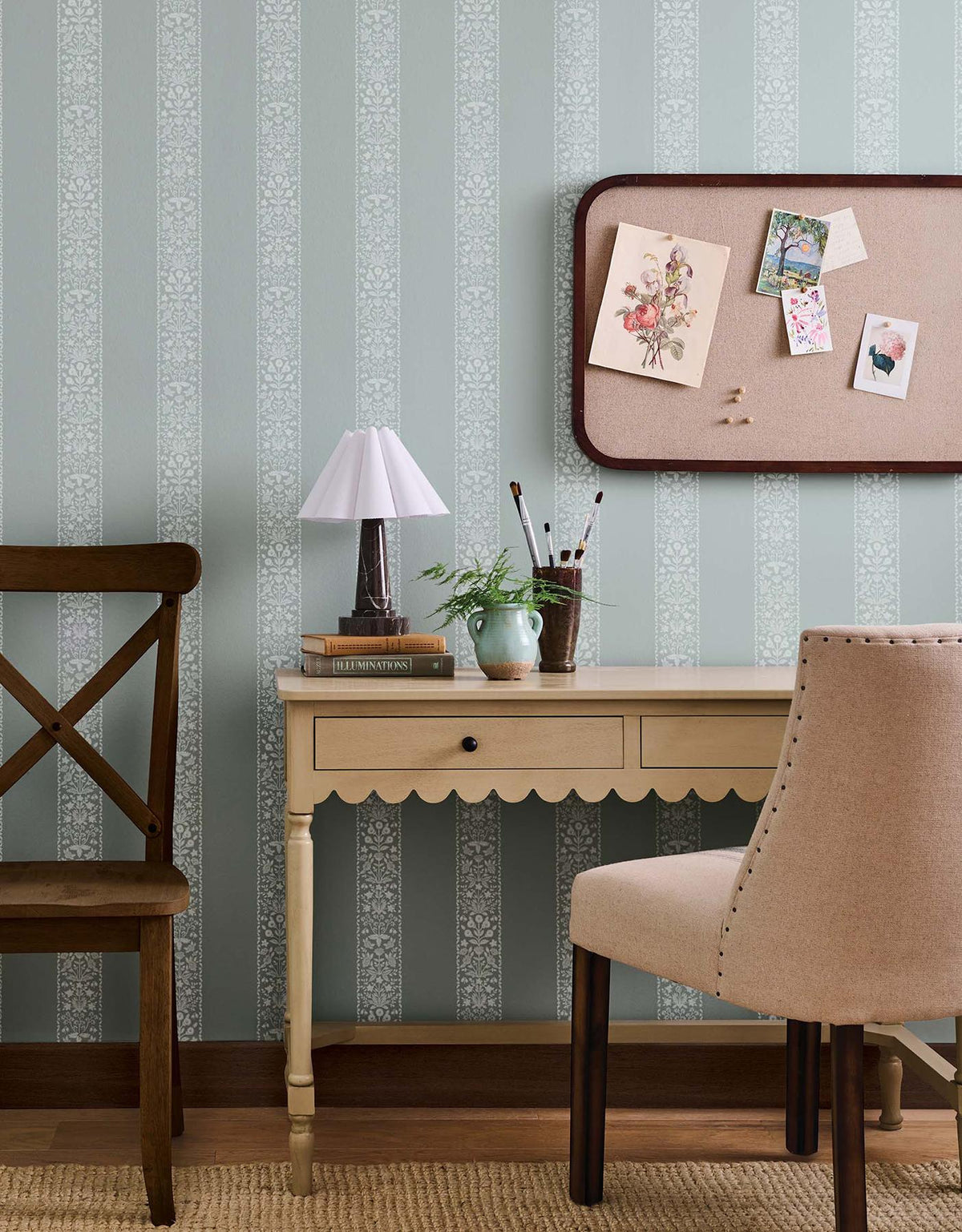 Rifle Paper Co. Estee Stripe Slate Wallpaper