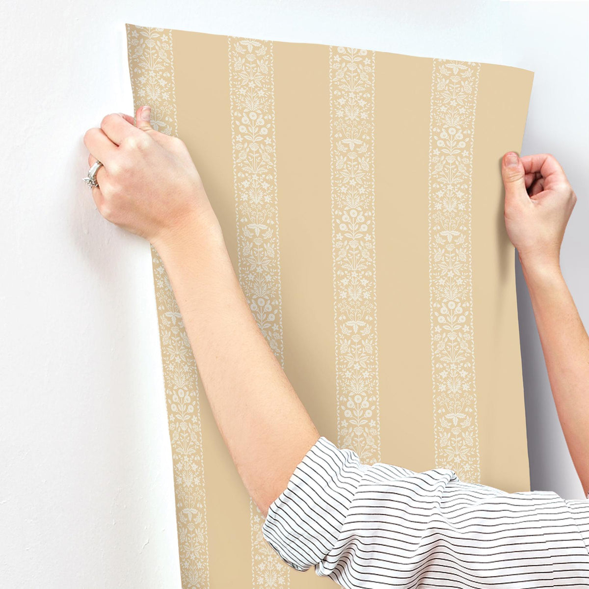 Rifle Paper Co. Estee Stripe Gold Wallpaper
