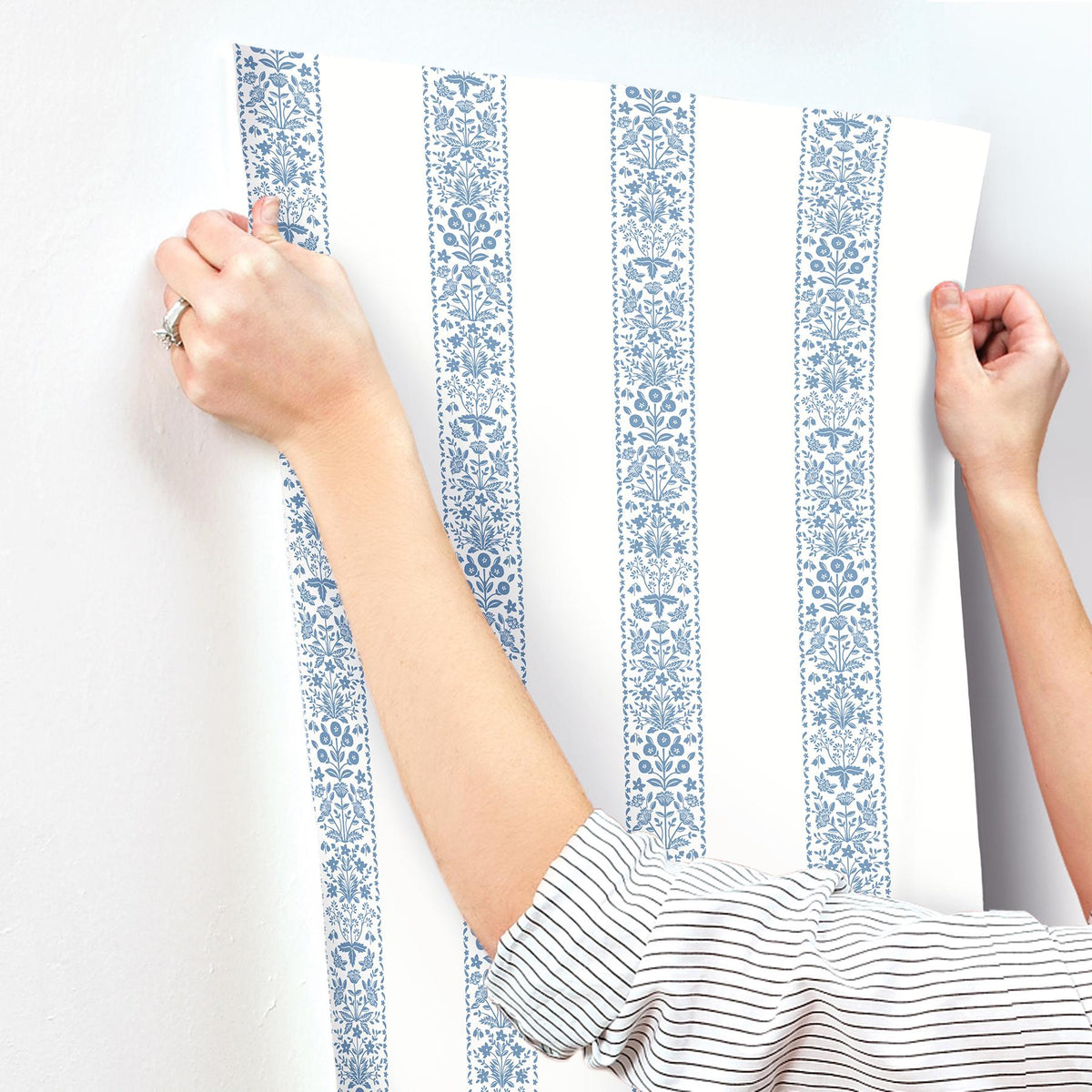 Rifle Paper Co. Estee Stripe Blue & White Wallpaper