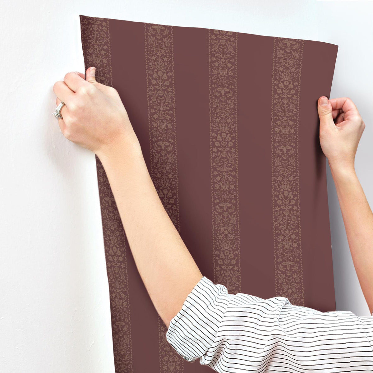 Rifle Paper Co. Estee Stripe Burgundy Wallpaper
