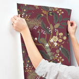 Rifle Paper Co. Peacock Burgundy Wallpaper