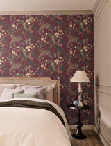 Rifle Paper Co. Peacock Burgundy Wallpaper