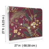 Rifle Paper Co. Peacock Burgundy Wallpaper