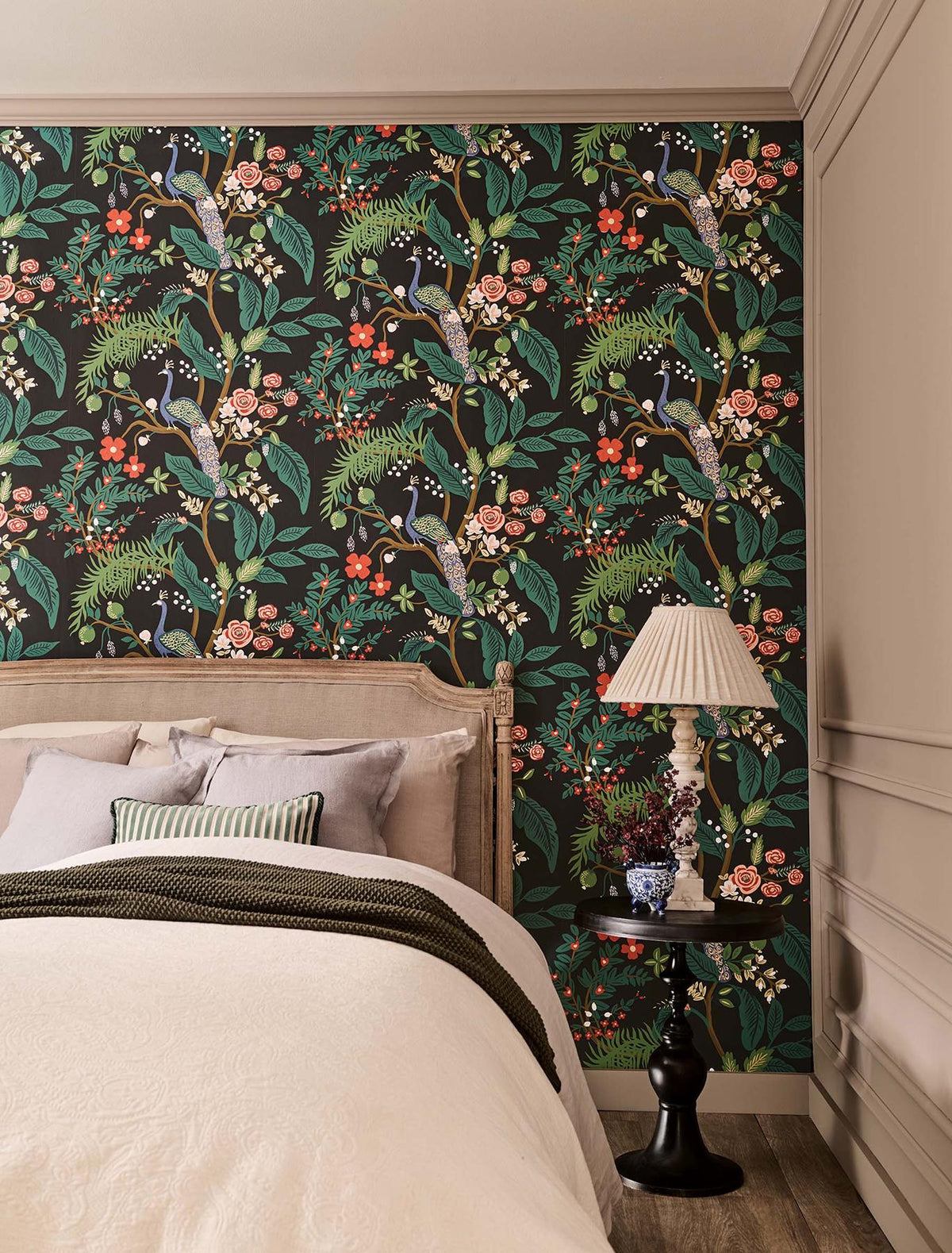 Rifle Paper Co. Peacock Charcoal Wallpaper