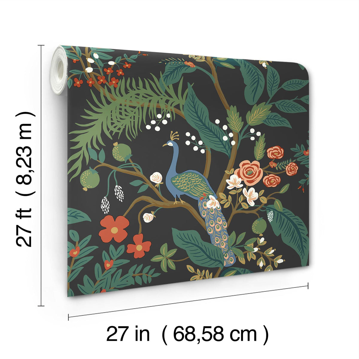 Rifle Paper Co. Peacock Charcoal Wallpaper